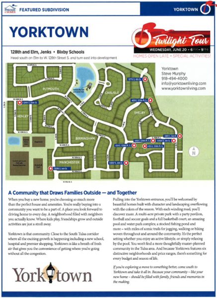 Yorktown Parade of Homes 2018 Map